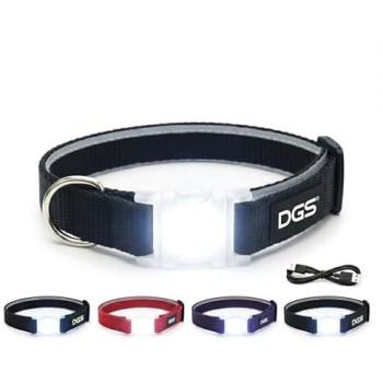 BrightBuddy LED Pet Collar – Rechargeable, Black, Small, 33‑40.6 cm, Heavy‑Duty Nylon