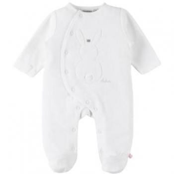 Pyjama bébé lapin velours écru doux