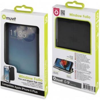 Funda tipo libro con tapa transparente para iPhone 6