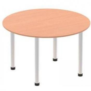 Impulse 1000mm Circular Table, Beech Finish, Aluminium Post Support