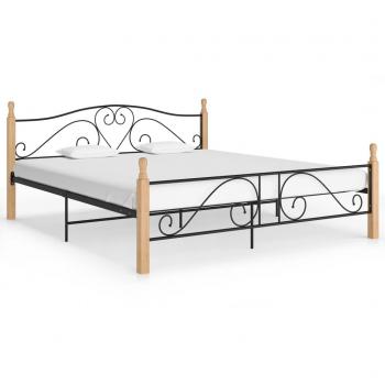 Elegant Svart Sängram med Metallmönster 180x200 cm