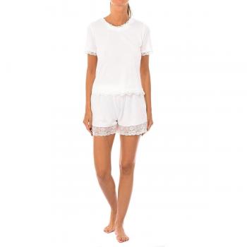 KISSES & LOVE Dames pyjama korte mouwen ronde hals 1202 wit L