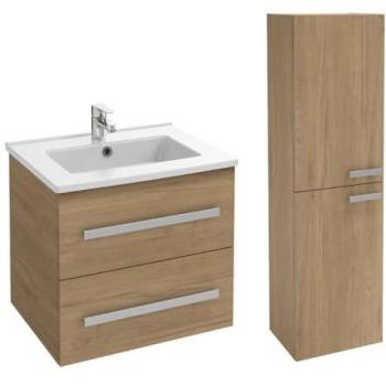 Meuble vasque 60 cm Jacob Delafon Ola up + colonne de salle de bain chêne