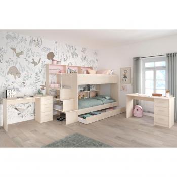 Etagenbett-Set Bibop von Parisot, 3-teilig mit zwei Schreibtischen