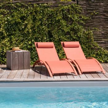 Happy Garden Duo – Sedie a Sdraio Galapagos, stoffa Terracotta, alluminio