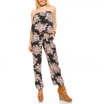 Kleid-Overall im Bandeau‑Style mit Blumenprint – One Size