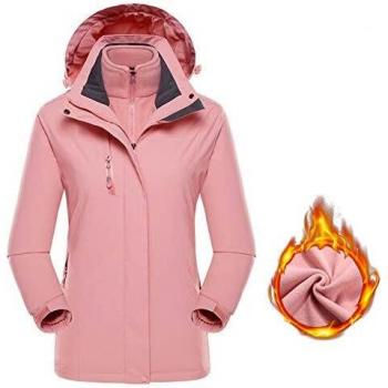 JINFAN Veste 3 en 1, Imperméable, Respirante, Anti-Pluie, Coupe-Vent, pour Randonnée, Course, Cyclisme, Trekking, Rose, Taille 7XL
