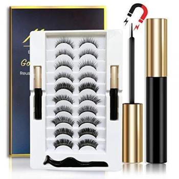 Glue-Free Magnetic Eyelash Pack with Built-In Tweezer and Scissor