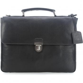 Leonhard Heyden Roma Black Leather Briefcase for 37 cm Laptop