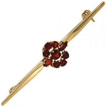 Damen-Brosch von JOBO: 375 Gelbgold und 9 rote Granate