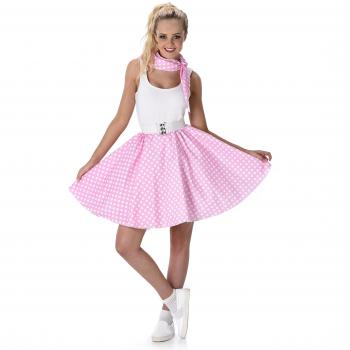 Karnival 81099 Retro 50er Jahre Rockabilly Rok mit rosa-Weißem Tuch M