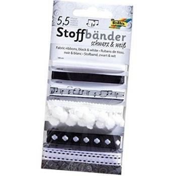 Set di 6 Nastri Tessuto Folia 12207 Nero/bianco