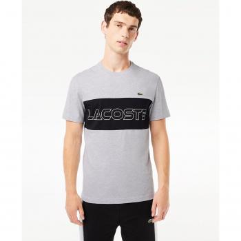 Lacoste Herren T-Shirt TH1712 Regular Fit Grau Schwarz Color Block S