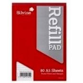 Silvine A5 Refill Pad 80 Feint & Margin Pack of 6