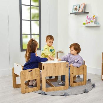 Ensemble de Mobilier Enfant en Bois Naturel