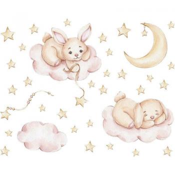 Pegatinas infantiles de conejo en la nube