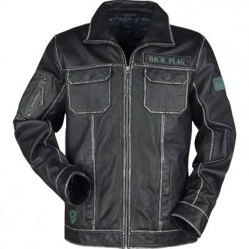 Schwarze Lederjacke Rick Flag – Suicide Squad, Herren, Größen S bis L, DC Comics