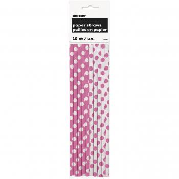 Pink Polka Dot Drink Straws – 10 Count