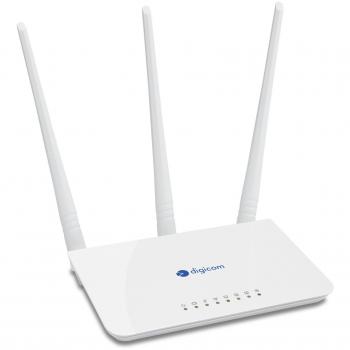 Digicom Router Wireless Multifunzione N300 Mbps, 3 Porte LAN, 1 Porta WAN, Copertura Massima con 3 Antenne