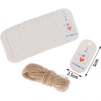 Décorations Papier Étiquette 50pcs – Cordon de Chanvre