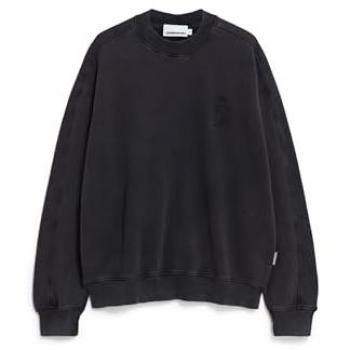 ARMEDANGELS EMAAL CREWNECK GMT DYE – Herren‑Oversize‑Crewneck, XL, schwarz, aus 100 % Bio-Baumwolle
