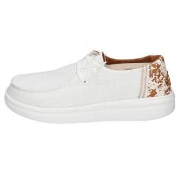 Hey Dude Wendy Rise Mocassin à Lacets Femme Blanc