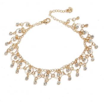 Glamour Women's Gold Cuff Anklet with Rhinestones