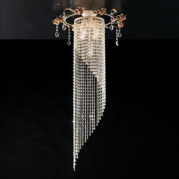 Luminaria Marfil Oro Shabby 5 Crystal