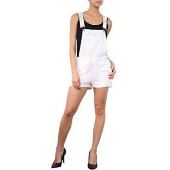 Relaxed Fit White Lace Shorts – Lined Bib Overall Style