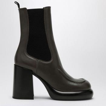 Burberry Women's Dark Green Leather Chelsea Wedge Ankle Boots Size 10 US