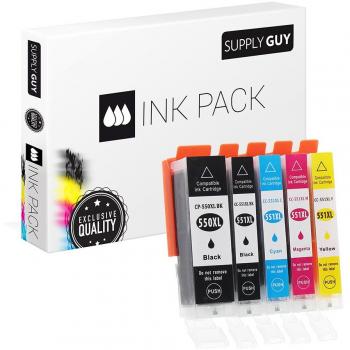 Value Pack of 5 Ink Cartridges compatible with Canon PGI-550 XL / CLI-551 XL