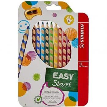 Pastelky Stabilo EASYcolors trojhranné 12 ks pro leváky + ořezávátko