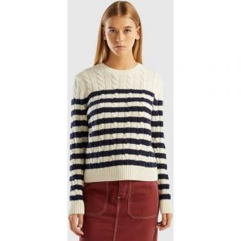 United Colors of Benetton Streifenpullover im Zopflook