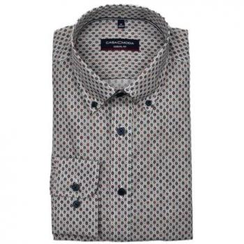 CASAMODA Herren Langarmhemd Casual Fit mit Muster in Grün und Blau, Größe L