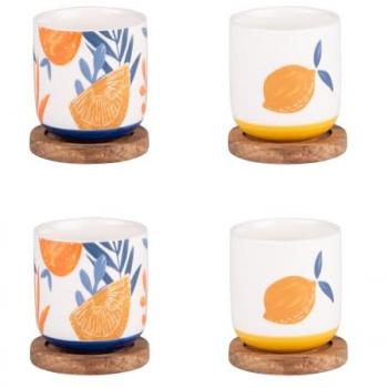 Coffret de 4 tasses & sous‑tasses Sicilia 25 cl – Élégance Passion