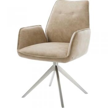 Polsterstuhl Zoa-Flex Beige Vintage Edelstahl 360° drehbar