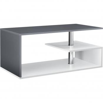 Table basse fonctionnelle avec rangement en MDF 90 cm blanc et gris foncé