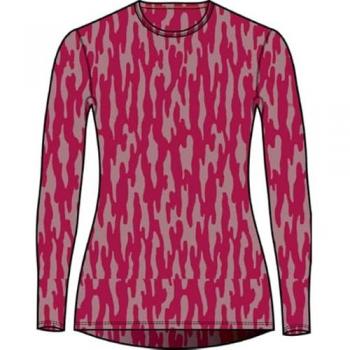 Camiseta Merino Icebreaker 260 Vertex Crewe Manga Larga Macro Forms Rosa Blanco Mujer