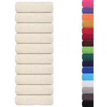 Serviettes d'invité crème 10 unités 30x50 cm 360 g/m² 100% coton