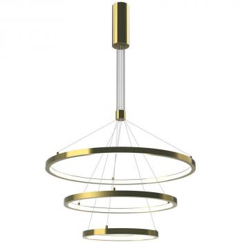 Luminária LED Suspensa Tríceo 108W Ouro, Dimensões Ø807 x Ø600 x Ø395mm – Triac Regulável Branco Neutro