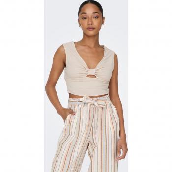 Only Jany Twist Top Corta sin Mangas y Escote en Pico