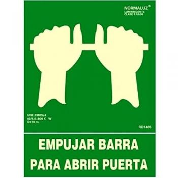 Cartel de evacuación empujar barra para abrir puerta clase b (pvc 0,7mm) 22.4x30cm normaluz 8422838131855 08952 NORMALUZ