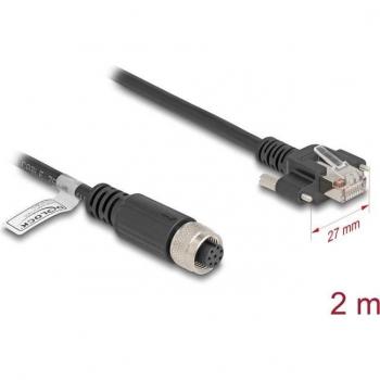 Delock M12 8 Pin Female to RJ45 Plug Cable, 2m