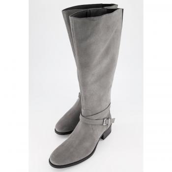 Stivali morbidi in pelle scamosciata, grigi, XL, larghezza H, donna, taglia 40