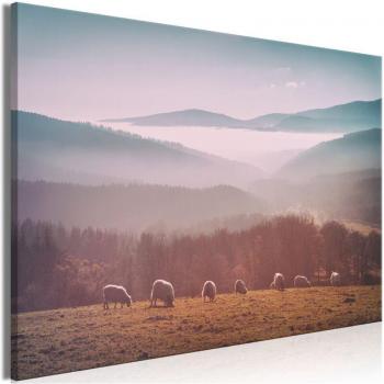 Tableau en châssis bois Troupeau de moutons 120x80 cm