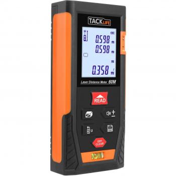 Tacklife HD 60 Laser‑Distanzmessgerät – Reichweite 0,05–60 m, Genauigkeit ±2 mm, Dual