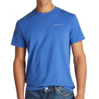 T-Shirt Tommy Jeans Slim Fit Blu Casual con Logo Stampa 100% Cotone