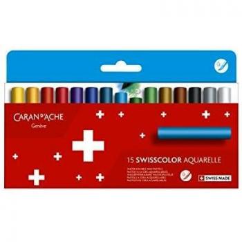 Caran d'Ache 7502-815 Water-Soluble Pastel Crayons, 15 Assorted Shades