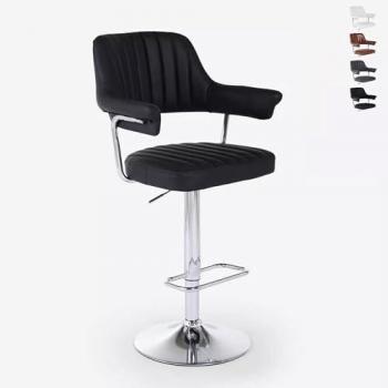 Tabouret de bar Tampa avec accoudoirs et finition chromée
