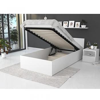 Lit enfant Panama 90x190 cm blanc : coffre, sommier et matelas
